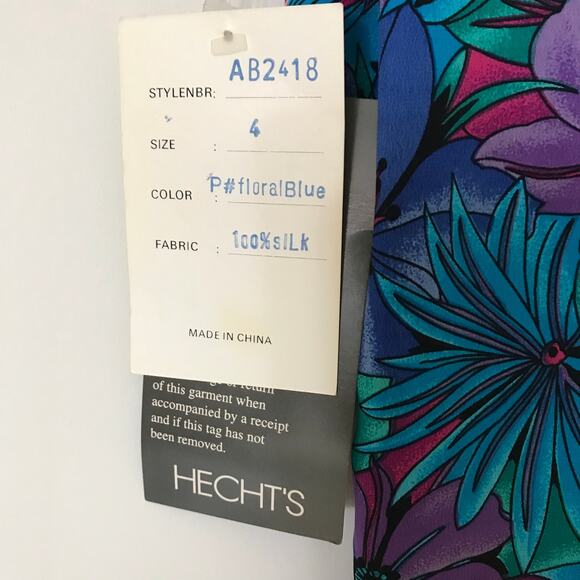 Vintage Spenser Jeremy Faux Wrap Dress 100% Silk Y2K Size 4 Floral Lined NWT - Picture 12 of 14